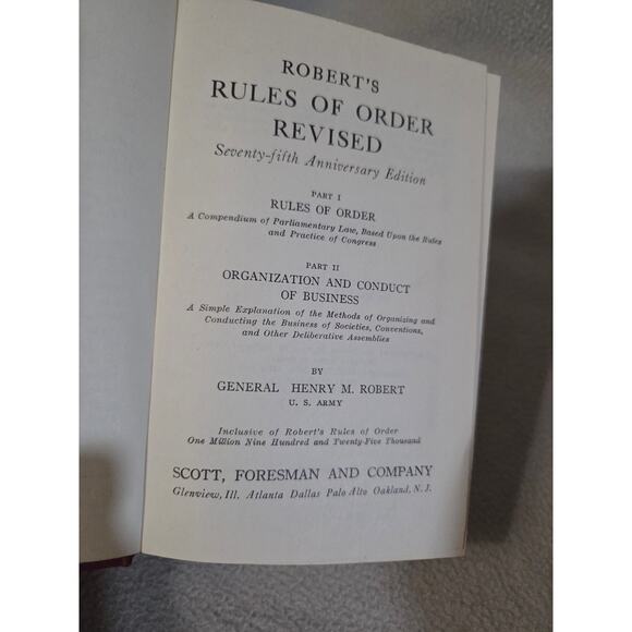 Vintage 1951 Roberts Rules of Order Revised Hardcover 75th Anniversary - Picture 5 of 8